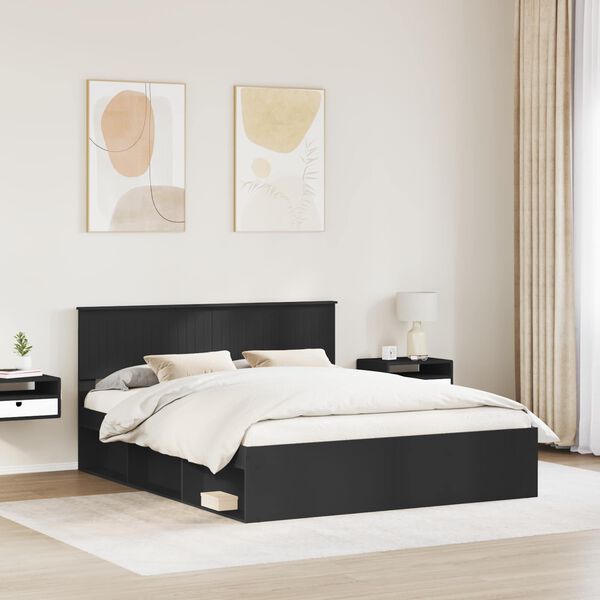 vidaXL Estrutura da Cama Preto 160 x 200 cm Madeira de Pinheiro S&oacute;lida
