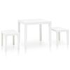 vidaXL Mesa de jardim com 2 bancos pl&aacute;stico branco