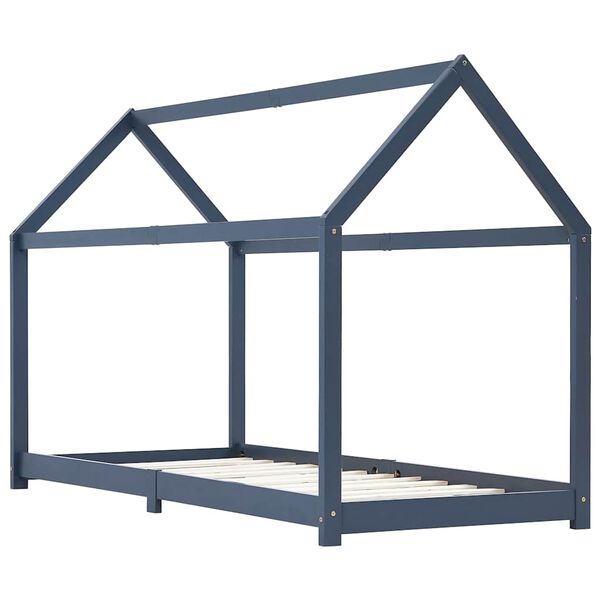 vidaXL Estrutura de cama para crian&ccedil;as 90x200 cm pinho maci&ccedil;o cinzento