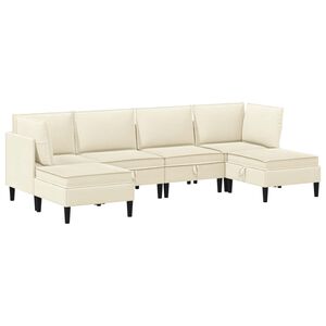 vidaXL Conjunto de M&oacute;veis para Sala de Estar 6 unid. Creme Tecido