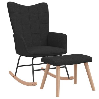 vidaXL Cadeira de baloiço com banco tecido preto