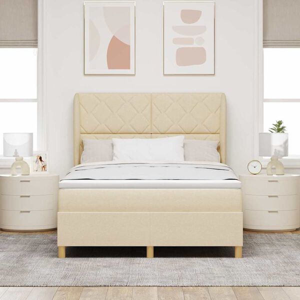 vidaXL Cama Box Springs com Colch&atilde;o Cinza Escuro 90x190 cm Creme