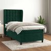 vidaXL Cama com molas/colch&atilde;o 90x200 cm veludo verde-escuro