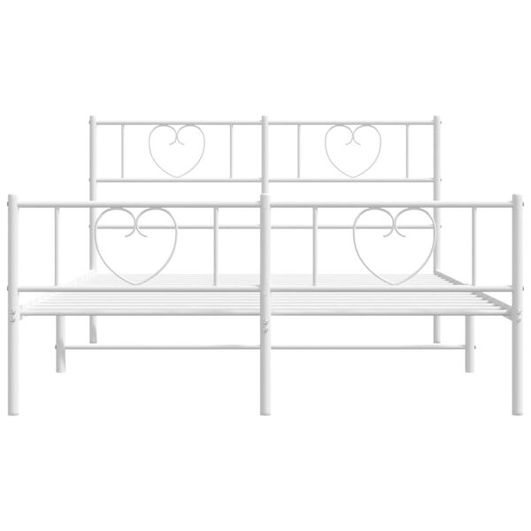 vidaXL Estrutura de cama com cabeceira e p&eacute;s 140x190 cm metal branco