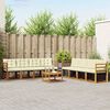 vidaXL Conjunto de Sof&aacute;s para Exterior 9 pcs Natural e Creme