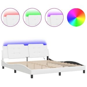 vidaXL Estrutura de cama com LED sem colch&atilde;o Zadar 180x200 cm branco