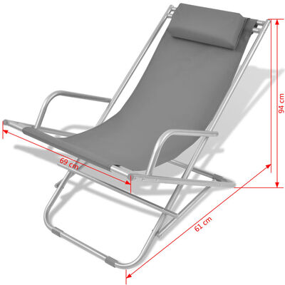 vidaXL Cadeiras de jardim reclináveis 2 pcs aço cinzento