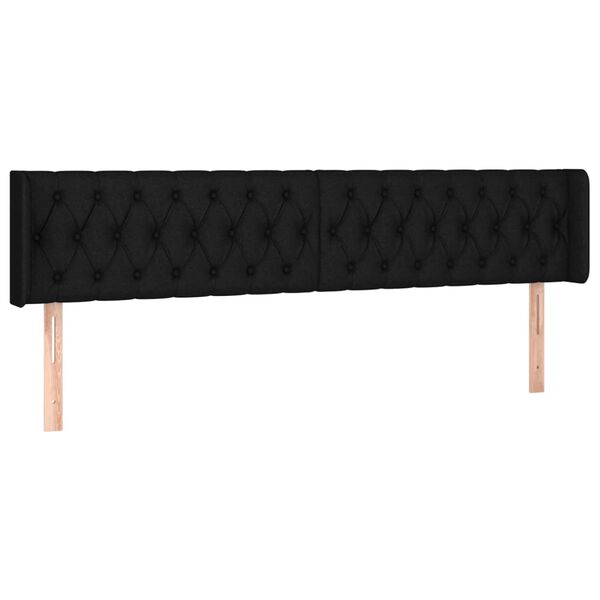 vidaXL Cabeceira de cama c/ luzes LED tecido 203x16x78/88 cm preto