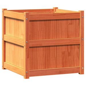 vidaXL Vaso/floreira de jardim 60x60x60 cm pinho maci&ccedil;o castanho cera