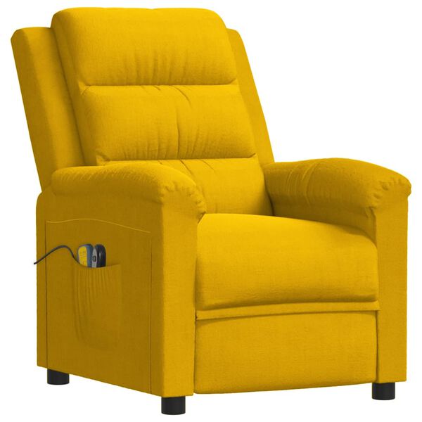 vidaXL Poltrona de massagens el&eacute;trica veludo amarelo