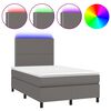 vidaXL Cama box spring c/ colch&atilde;o/LED 120x200cm couro artificial cinza