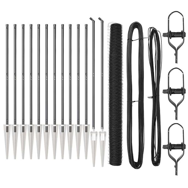 vidaXL Poste de Cerca Cinzeto 25 x 1,5 m (malha de 50 mm) A&ccedil;o