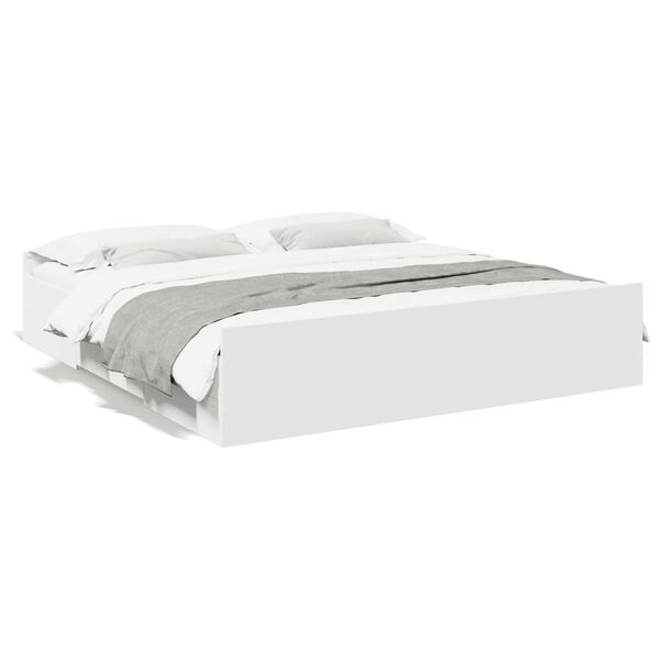 vidaXL Estrutura de cama c/ gavetas 180x200cm derivados madeira branco
