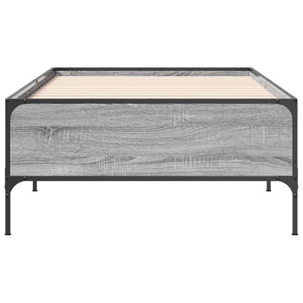 vidaXL Estrutura cama 100x200 cm derivados madeira/metal cinza sonoma