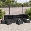 vidaXL Conjunto de Sof&aacute; de Jardim com almofada 8 pcs Preto vime PE