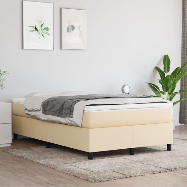 vidaXL Estrutura de cama com molas 120x200 cm tecido cor creme