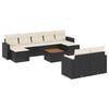 vidaXL 10 pcs conjunto sof&aacute;s de jardim c/ almofad&otilde;es vime PE preto