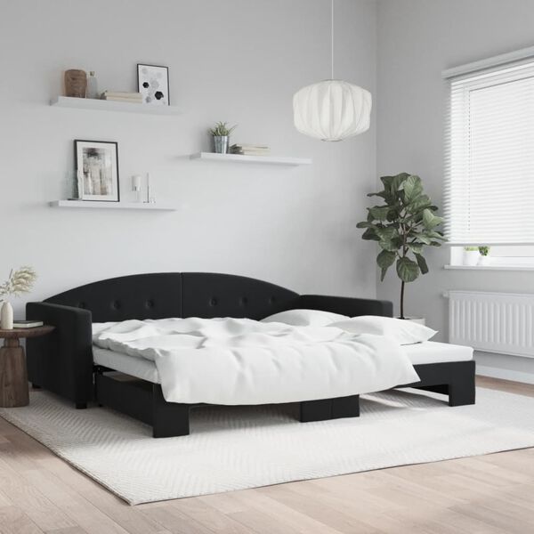 vidaXL Sof&aacute;-cama com gavet&atilde;o 100x200 cm veludo preto