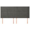 vidaXL Cabeceira cama c/ abas veludo 203x16x118/128 cm cinzento-escuro