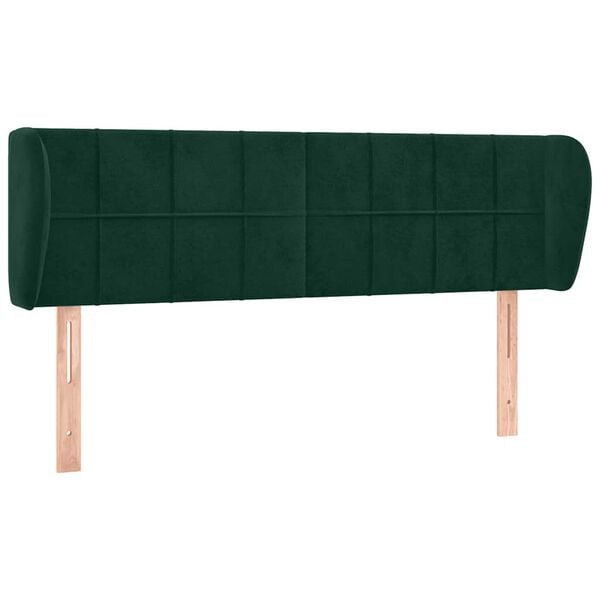vidaXL Cabeceira de cama c/ abas veludo 147x23x78/88cm verde-escuro