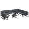 vidaXL Conjunto de Sof&aacute; de Jardim 11 unid. Preto Alum&iacute;nio