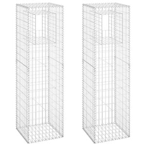 vidaXL Postes/cestos gabi&atilde;o 2 pcs 50x50x180 cm ferro