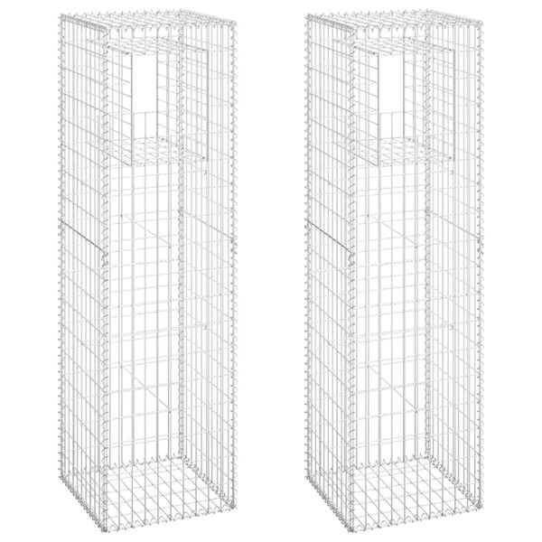 vidaXL Postes/cestos gabião 2 pcs 50x50x180 cm ferro