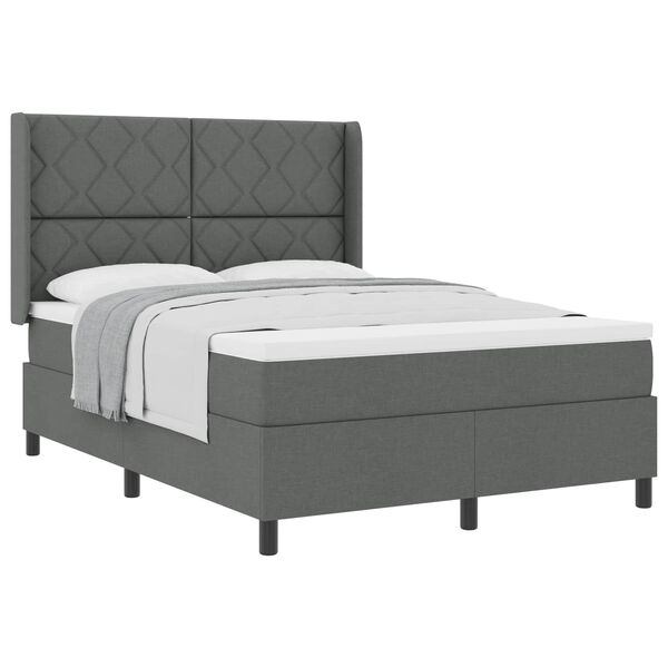 vidaXL Cama Box com colch&atilde;o Cinza Escuro 200 x 160 cm tecido