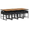 vidaXL 9 pcs conjunto de jantar p/ jardim c/ almofad&otilde;es vime PE preto