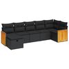 vidaXL 7 pcs conjunto de sof&aacute;s p/ jardim c/ almofad&otilde;es vime PE preto