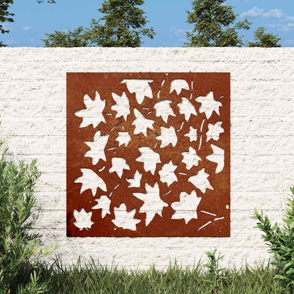vidaXL Decora&ccedil;&atilde;o p/ muro jardim 555x55 cm a&ccedil;o corten design folha &aacute;cer