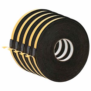 vidaXL Fita de espuma autoadesiva 5 unid. Preto 10mm x 10m Espuma CR