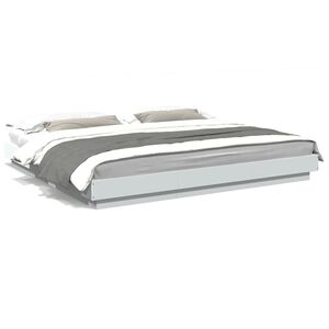 vidaXL Estrutura cama c/ luzes LED 200x200cm derivados madeira branco