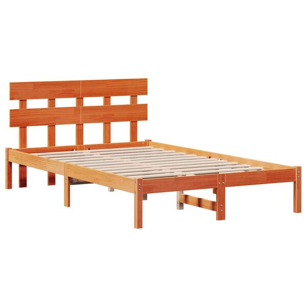 vidaXL Estrutura da Cama Castanho 140 x 190 cm Madeira de pinho maci&ccedil;a