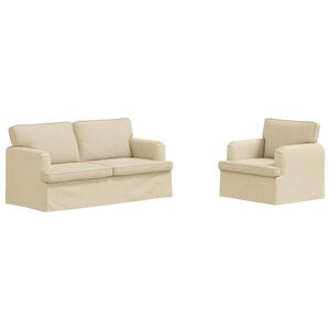 vidaXL Conjunto de Sof&aacute;s 2 unid. Creme tecido
