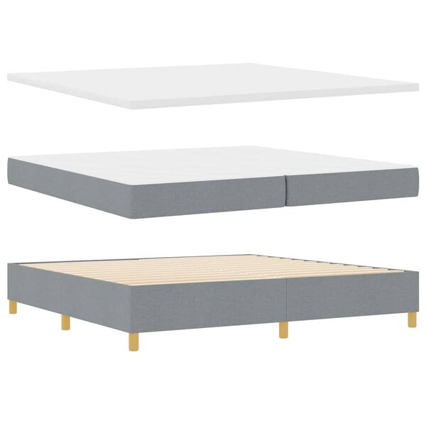 vidaXL Cama Box com colch&atilde;o Cinzento-claro 200 x 200 cm tecido