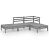 vidaXL 4 pcs conjunto lounge de jardim pinho maci&ccedil;o cinzento