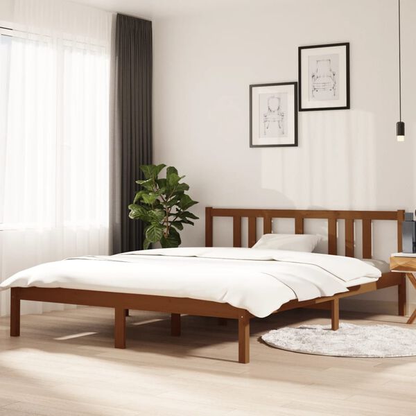 vidaXL Estrutura cama king 150x200 cm madeira maciça castanho-mel