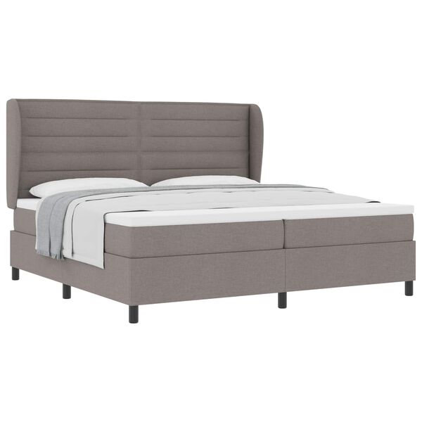 vidaXL Cama Box com colch&atilde;o Cinzento-acastanhado 200 x 200 cm tecido