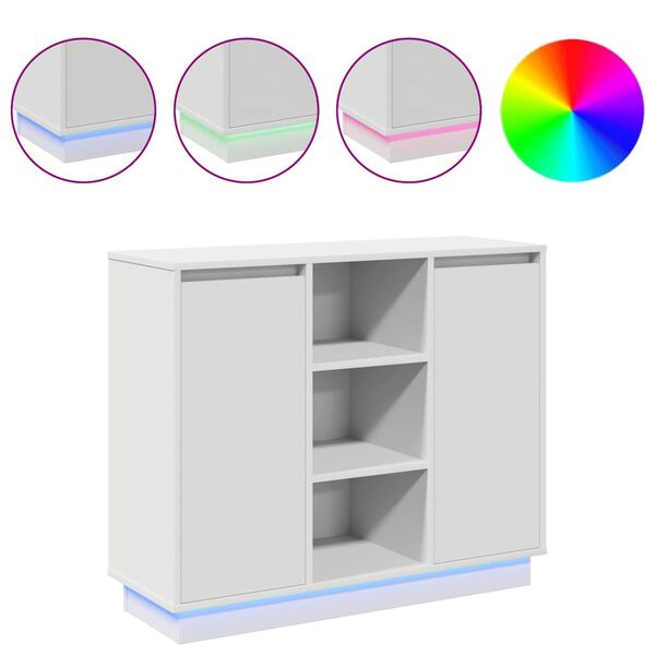vidaXL Aparador LED Branco 90 x 32 x 75 cm Madeira processada