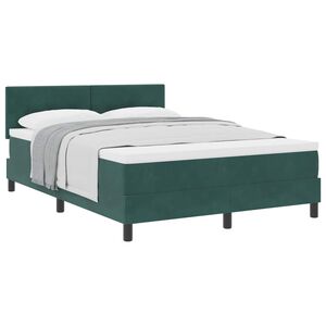 vidaXL Cama Box com colch&atilde;o Verde Escuro 140 x 200 cm Veludo