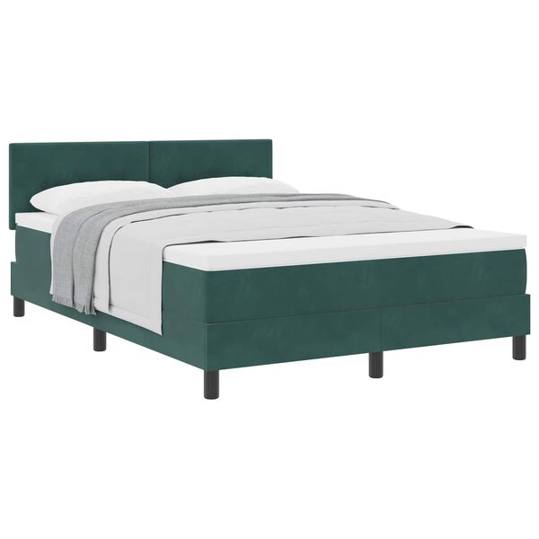 vidaXL Cama Box com colch&atilde;o Verde Escuro 140 x 200 cm Veludo