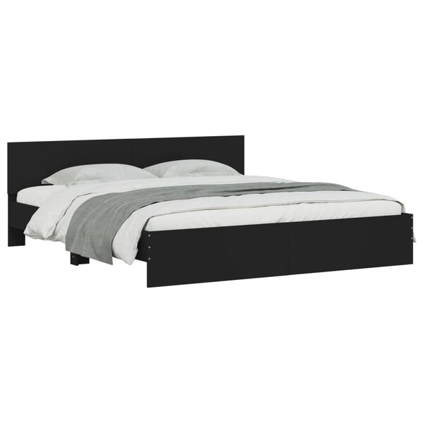 vidaXL Estrutura cama c/ cabeceira e luzes LED 180x200 cm preto