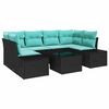 vidaXL Conjunto de Sof&aacute; de Jardim 7 unid. Preto vime PE