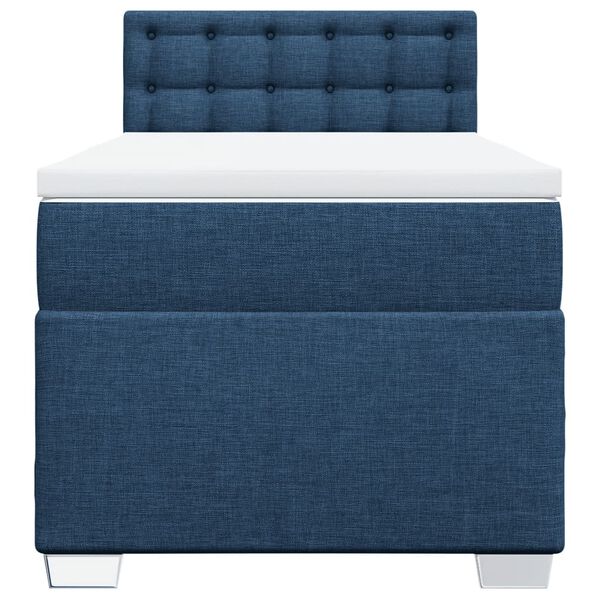 vidaXL Cama com molas/colch&atilde;o 90x190 cm tecido azul