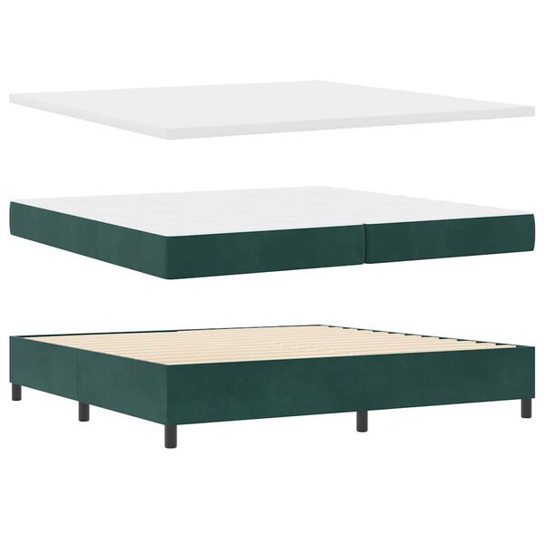 vidaXL Cama Box com colch&atilde;o Verde-escuro 200 x 200 cm Veludo