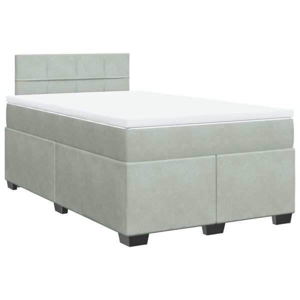 vidaXL Cama boxspring com colch&atilde;o 120x190 cm veludo cinzento-claro