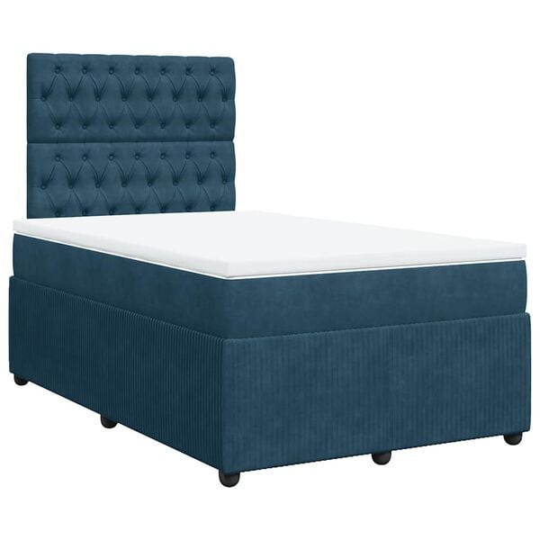 vidaXL Cama boxspring com colch&atilde;o 120x190 cm veludo azul