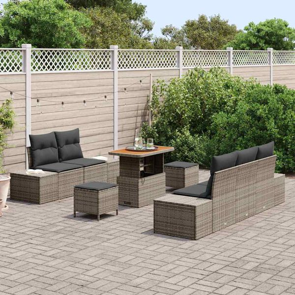 vidaXL Conjunto de Sofá de Jardim 8 pcs Cinzeto Rattan Sintético