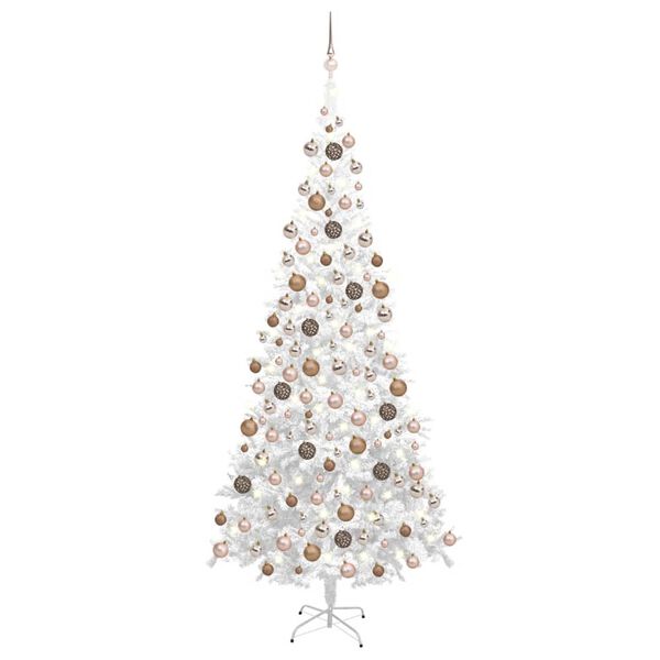 vidaXL &Aacute;rvore Natal artificial pr&eacute;-iluminada c/ bolas branco